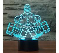 FISSEN 3D haltère muscle LED Lampe d'illusion Optique Lampe Lumière de Nuit avec Câble USB et 7 Couleurs Décoration pour Enfant Chambre Chevet Table de Bébé Enfant Cadeau De Noël Fête Anniversaire