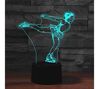 FISSEN 3D La fille au patinage LED Lampe d'illusion Lampe Lumière de Nuit avec Câble USB et 7 Couleurs Décoration pour Enfant Chambre Chevet Table de Bébé Enfant Cadeau De Noël Fête Anniversaire