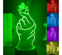 FISSEN 3D l'amour coeur LED Lampe d'illusion Optique Lampe Lumière de Nuit avec Câble USB et 7 Couleurs Décoration pour Enfant Chambre Chevet Table de Bébé Enfant Cadeau De Noël Fête Anniversaire