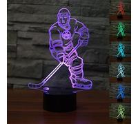 FISSEN 3D le hockey sur glace athlète LED Lampe d'illusion Lumière de Nuit avec Câble USB et 7 Couleurs Décoration pour Enfant Chambre Chevet Table de Bébé Enfant Cadeau De Noël Fête Anniversaire