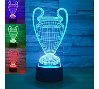 FISSEN 3D le trophée de la coupe de football LED Lampe d'illusion Lumière de Nuit avec Câble USB et 7 Couleurs Décoration pour Enfant Chambre Chevet Table de Bébé Cadeau De Noël Fête Anniversaire