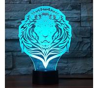 FISSEN 3D lion tigre LED Lampe d'illusion Optique Lampe Lumière de Nuit avec Câble USB et 7 Couleurs Décoration pour Enfant Chambre Chevet Table de Bébé Enfant Cadeau De Noël Fête Anniversaire