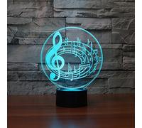 FISSEN 3D Notes musicales LED Lampe d'illusion Optique Lampe Lumière de Nuit avec Câble USB et 7 Couleurs Décoration pour Enfant Chambre Chevet Table de Bébé Enfant Cadeau De Noël Fête Anniversaire