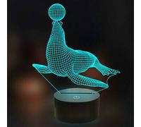 FISSEN 3D Otarie LED Lampe d'illusion Optique Lampe Lumière de Nuit avec Câble USB et 7 Couleurs Décoration pour Enfant Chambre Chevet Table de Bébé Enfant Cadeau De Noël Fête Anniversaire