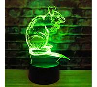 FISSEN 3D Rat LED Lampe d'illusion Optique Lampe Lumière de Nuit avec Câble USB et 7 Couleurs Décoration pour Enfant Chambre Chevet Table de Bébé Enfant Cadeau De Noël Fête Anniversaire