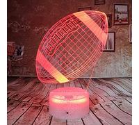 FISSEN 3D Rugby LED Lampe d'illusion Optique Lampe Lumière de Nuit avec Câble USB et 7 Couleurs Décoration pour Enfant Chambre Chevet Table de Bébé Enfant Cadeau De Noël Fête Anniversaire
