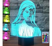 FISSEN 3D Sainte Marie LED Lampe veilleuse d'illusion Lumière de Nuit avec USB et 7 Couleurs Décoration pour Enfant Chambre Chevet Table de Bébé Enfant Cadeau Fête Anniversaire