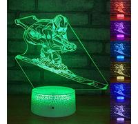 FISSEN 3D Ski LED Lampe d'illusion Optique Lampe Lumière de Nuit avec Câble USB et 7 Couleurs Décoration pour Enfant Chambre Chevet Table de Bébé Cadeau De Noël Fête