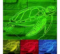 FISSEN 3D tortue LED Lampe d'illusion veilleuse Lumière Câble USB et 7 Couleurs Décoration pour Enfant Chambre Chevet Table de Bébé Enfant Cadeau Fête Anniversaire