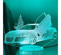 FISSEN 3D Voiture de course LED Lampe d'illusion Optique Lampe Lumière de Nuit avec Câble USB et 7 Couleurs Décoration pour Enfant Chambre Chevet Table de Bébé Enfant Cadeau De Fête Anniversaire