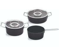 Fissler Adamant Jeu De Faitout/Sautoir/Casserole En Aluminium À Revêtement Anti-adhésif, 3 Pièces Dont 2 Avec Couvercles En Verre (1 Faitout, 1 Sautoir, 1 Casserole À Queue), Compatible Induction