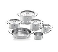 Fissler Collection Original-Profi 084-388-06-001/0 Jeu De 3 Faitouts/1 Sautoir/1 Casserole En Inox, 5 Pièces Dont 4 Avec Couvercle En Métal + Poêle À Servir, Compatible Induction