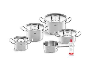 Fissler Collection Original-Profi Jeu De Faitouts/sautoir/casserole En Acier Inoxydable, 5 Pièces, Avec Couvercle En Métal, Nettoyant Inox Gratuit, Compatible induction