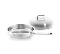 Fissler Collection Original-Profi Jeu De Poêles En Acier Inoxydable (28 cm), 2 Pièces : Poêle Non Revêtue À Queue + Couvercle Haut, Compatible Induction, Argenté