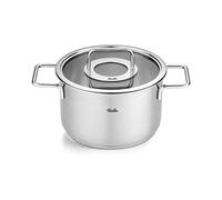 Fissler Collection Pure Faitout En Acier Inoxydable (20 cm, 3,6 l) Avec Couvercle En Verre Et Graduation Intérieure, Compatible Induction, Argenté