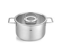 Fissler Collection Pure Faitout En Acier Inoxydable (24 cm, 5,7 l) Avec Couvercle En Verre Et Graduation Intérieure, Compatible Induction