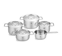 Fissler Collection Pure Jeu De Faitouts/sautoir/casserole En Acier Inoxydable, 5 Pièces Dont 4 Avec Couvercle En Métal (3 Faitouts, 1 Sautoir, 1 Casserole À Queue), Compatible Induction