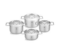 Fissler Collection Pure Jeu De Faitouts/sautoir En Acier Inoxydable, 4 Pièces Avec Couvercle Métallique (3 Faitouts, 1 Sautoir), Compatible Induction, Silver