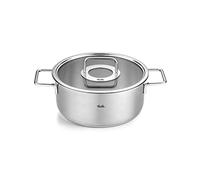 Fissler Collection Pure Sautoir En Acier Inoxydable (24 cm, 3,9 l) Avec Couvercle En Verre Et Graduation Intérieure, Compatible Induction, Argenté