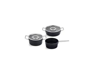 FISSLER Kochtopf Set 3tlg. mit Stielkasserolle ADAMANT Antihaft/Schwarz noir