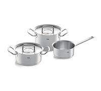 Fissler Original-Profi Collection Jeu de Faitout/Sautoir/Casserole en Acier Inoxydable, 3 Pièces, Récipients avec Couvercle Métallique (1 Faitout, 1 Sautoir, 1 Casserole à Queue Sans Couvercle) - Compatible Induction