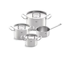 Fissler Original-Profi Collection Jeu de Faitouts/Sautoir/Casserole en Acier Inoxydable, 4 Pièces, avec Couvercle Métallique (3 Faitouts, 1 Casserole à Queue Sans Couvercle) - Compatible Induction