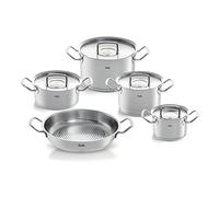 Fissler Original-Profi Collection Jeu de Faitouts/Sautoir/Poêle à Servir en Acier Inoxydable, 5 Pièces, Récipients avec Couvercle Métallique (3 Faitouts, 1 Sautoir, 1 Poêle à Servir) - Compatible Induction