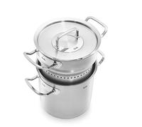 Fissler Original-Profi Collection Multistar Faitout/Cuit-Vapeur en Acier Inoxydable (Ø 20 cm, 6 l) Haut avec Couvercle Et Panier Perforé pour Cuire à la Vapeur Et Mijoter - Compatible Induction