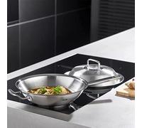 Fissler Original-Profi Collection / Poêle à wok en acier inoxydable (Ø 30 cm, 4,1 litres) Wok à manche avec couvercle métallique, sans revêtement - Induction