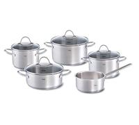 Fissler Palermo Lot de 5 casseroles en acier inoxydable avec couvercles en verre (3 casseroles, 1 casserole, 1 casserole) pour induction