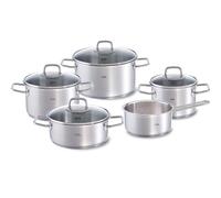 Fissler Viseo Jeu de Faitouts/Sautoir/Casserole en Acier Inoxydable, 5 Pièces, Faitouts/Sautoir avec Couvercle en Verre, (3 Faitouts, 1 Sautoir, 1 Casserole à Queue Sans Couvercle)
