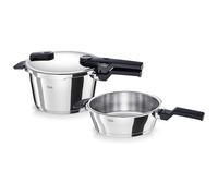 Fissler Vitaquick Jeu D’autocuiseurs, 3 Pièces (1 Faitout-autocuiseur 4,5 l + 1 Poêle-autocuiseur 2,5 l 22 cm), Compatible Induction, Métallique