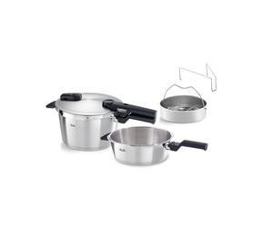 Fissler Vitaquick Premium Lot de 2 autocuiseurs 22 cm (autocuiseur de 4,5 l + poêle à frire rapide de 2,5 l, diamètre) avec insert, 2 niveaux de cuisson, fabriqués en Allemagne