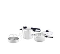 Fissler Vitavit Premium / Set autocuiseur, 5 pièces (6l - Ø 22 cm & poêle à frire rapide 3,5l - Ø 22 cm) incl. couvercle en métal, couvercle en verre, insert - induction