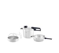 Fissler Vitavit Premium Set avec Autocuiseur, 4 Pièces (6 l - Ø 22 cm Et Poêle-Autocuiseur 2,5 l - Ø 22 cm) avec Couvercle Métallique, Panier Perforé - Compatible Induction