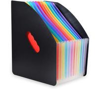 Fisstina A4 Concertina Expanding File Folder 13 Pockets Plastic Expanding File Organiser Document Holder Black Cover