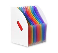 Fisstina Dossier extensible en plastique 13 pochettes A4 Concertina Organiseur de fichiers extensible, porte-documents White cover