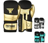 FISTRAGE Gants de boxe en cuir métallique pour entraînement MMA, Muay Thai, kickboxing, sparring, gants d'entraînement lourds pour homme et femme, doré-noir, 396,9 g