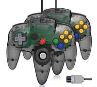 FISUPER Lot de 2 manettes de jeu filaires N64 pour console N64 (noir transparent)