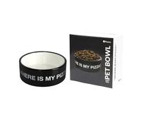 fisura. - Abreuvoir pour chien original. Abreuvoir en céramique 750 ml pour chiens moyens et grands, bol pour chien, assiette pour chien, 16 x 16 x 6 cm (Pizza, noir)