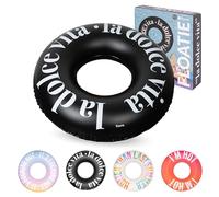 Fisura - Anneau de flottaison Gonflable “La Dolce Vita” Coloris Noir. 120 cm avec soupape Pratique pour gonflage et dégonflage instantané. Parfait Bain Piscine ou mer.