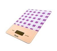 FISURA - Balance de cuisine numérique violette avec motif vichy Balance électronique originale 5kg/11lbs. Fonction Tare avec Précision. Verre et ABS. 15 x 22 (Vichy pourpre)