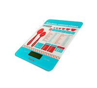 FISURA - Balance de cuisine numérique violette avec motif vichy Balance électronique originale 5kg/11lbs. Fonction Tare avec Précision. Verre et ABS. 15 x 22 (Mesures de pâtisserie)