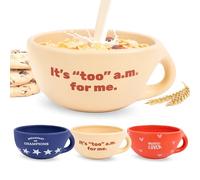 fisura - Bol petit-déjeuner original It's Too A.M.. Tasse à café beige 490 ml. Grand bol céramique pour café, muesli ou chocolat chaud. 16,5 cm x 7,5 cm