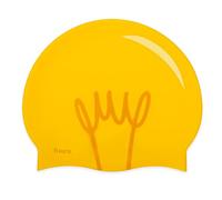 Fisura Bonnet de Natation Noir « f*CK Off ». Bonnet de Piscine Original Unisexe en Silicone Doux, élastique et Confortable. Protection des Cheveux. Accessoire d'été Amusant. (Bombilla, Jaune)