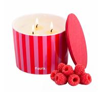 Fisura Bougie parfumée originale dans un récipient en céramique « rayé » - Bougie soja framboise - Avec boîte cadeau - Durée 24 heures - 830 g - Cadeau original.