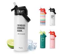 Fisura - Bouteille d’eau fun “I’m never drinking again” 500 ml. Thermos en inox sans BPA avec paille intégrée pour voyage, bureau, plein air et sport.
