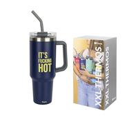 Fisura - Bouteille d'eau thermique de 1,2 litres. Grande bouteille thermique. Sans BPA. Garde au froid pendant 24 heures et au chaud pendant 12 heures. Paille incluse. 9,8 x 27,8 (Hot, blu scuro)