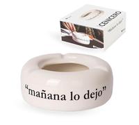 Fisura - Cendrier blanc avec l’inscription “Mañana lo dejo”. Accessoire en céramique avec phrase humoristique pour cuisine, salon ou balcon. Dimensions : 10 x 10 x 4 cm