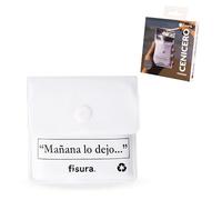 Fisura - Cendrier de poche compact “Mañana lo dejo”. Accessoire pratique pour voiture, extérieur ou voyages. Poche originale réutilisable pour transporter vos cendres. 8 x 8 cm.